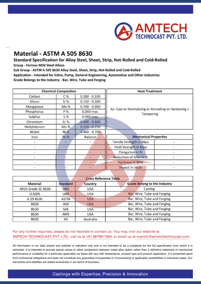 ASTM A 505 8630